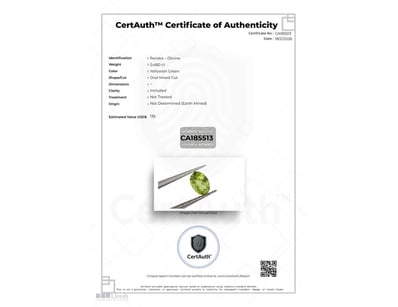 CERTIFIED 0.480CT NATURAL PERIDOT (OLIVINE) – OVAL...