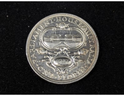 1927 AUSTRALIAN 8 PEARL PARLIAMENT HOUSE FLORIN
...