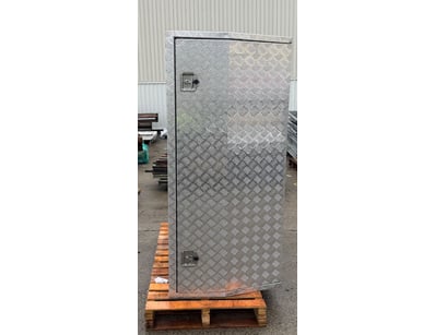 Checker plate toolbox, three door with handles and...