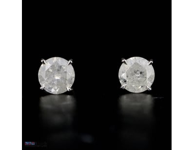 14K WHITE GOLD, 2.21CT TDW DIAMOND, SOLITAIRE STUD...