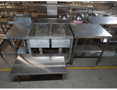 Professional-grade stainless steel double sink uni...
