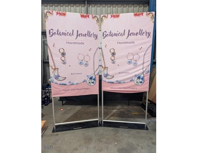 Pair of matching A-frame display stands.

Dimens...