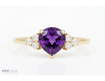 NATURAL AMETHYST RING ON 925 SILVER - WITH CERTIFI...