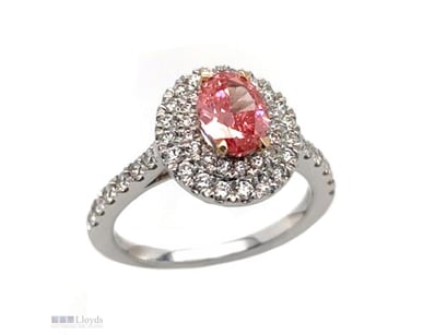 18 CARAT WHITE GOLD & ROSE GOLD RING SET WITH PINK...