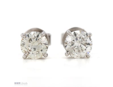 14K WHITE GOLD, 1.20CT TDW DIAMOND, STUD EARRINGS....