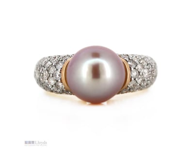 14K ROSE GOLD, PINK CULTURED SOUTH SEA PEARL AND D...