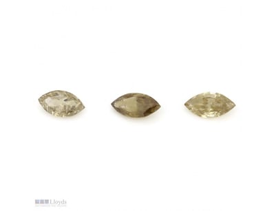 0.62CT TDW X 3, NATURAL FANCY GOLDEN YELLOW DIAMON...