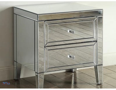 RRP $1,198 Mason 2 Drawer Bedside Mirror in Mirror...