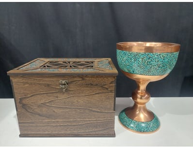 PERSIAN FIROOZEH KOOBI (TURQUOISE INLAY) PEDESTAL ...