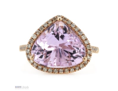 14K ROSE GOLD, 7.54CT KUNZITE AND DIAMOND, STATEME...