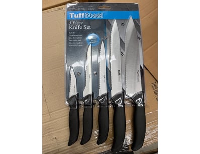 BOX LOT-QTY 24 x  Tuff Steel 5-piece knife set fea...