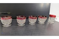 Diamond Point Pressed Glass Serving Set with