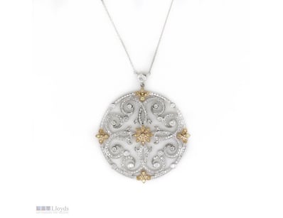 14K WHITE/YELLOW GOLD, FANCY YELLOW DIAMOND AND DI...