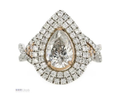 14K WHITE/ROSE GOLD AND DIAMOND, DOUBLE HALO TWIST...