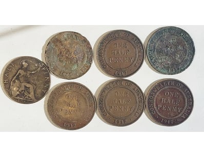7X 1917 HALF PENNY AUSTRALIAN COINS

488567+27
...