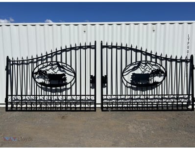 et of 2 Large Unused Wrought Iron Style Gates with...