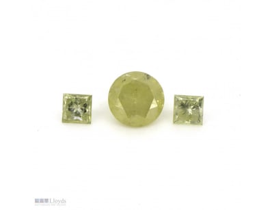 1.29CT TDW X 3, NATURAL FANCY YELLOW DIAMONDS     ...