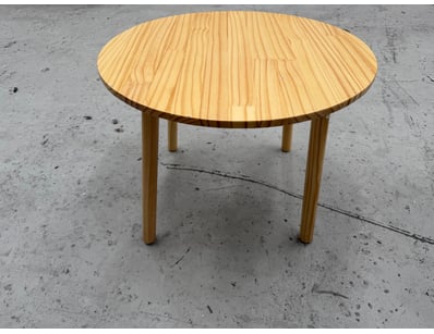 RRP:  $299 Round wooden dining table featuring a n...