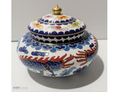 CLOISONNE ENAMEL & BRASS LIDDED CONTAINER

Size: 1...