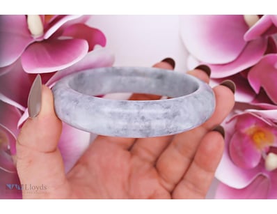 NATURAL BURMESE JADE BANGLE ON 925 SILVER - WITH C...