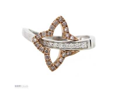 14K WHITE/ROSE GOLD, PINK DIAMOND AND DIAMOND, DRE...
