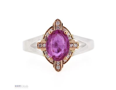 14K WHITE/ROSE GOLD, PINK SAPPHIRE AND DIAMOND, DR...