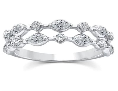 9K WHITE GOLD 0.40CT F VS LAB DIAMOND DAINTY DOUBL...