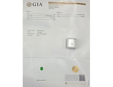 GREEN GROSSULAR GARNET TSAVORITE 1.11 CARAT OVAL M...