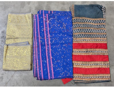 THREE TEXTILE CULTURAL CLOTHS
- 1X TIBETAN BEADED...