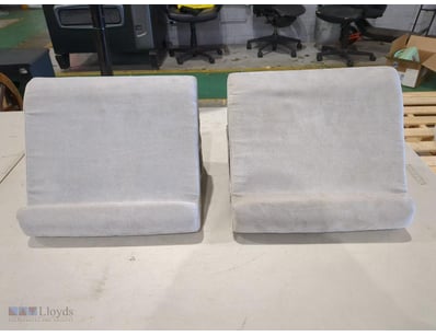 Pair of light grey fabric pillow pads designed for...