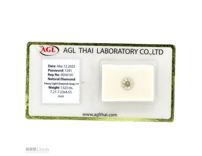 1.523CT CERTIFIED, NATURAL GREEN/GREY DIAMOND     ...