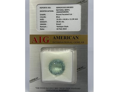 26.62CT NATURAL AQUAMARINE TCW

Reports No: Gem202...