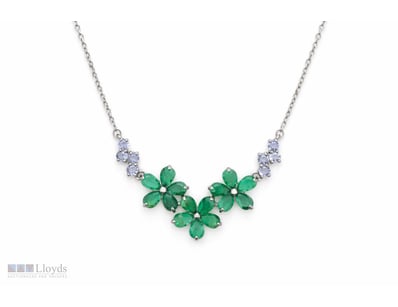 NATURAL EMERALD & TANZANITE NECKLACE ON 925 SILVER...