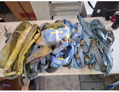 Bulk lot of 10+ used heavy duty ratchet tie downs,...