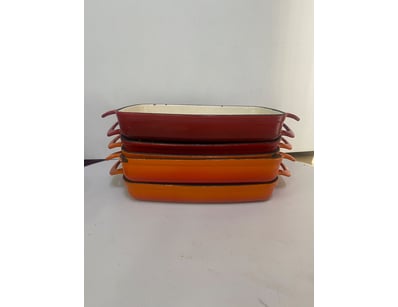 Lot of orange and red ceramic baking trays. x5.  3...