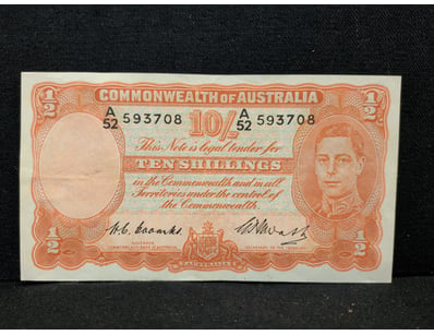 COMMONWEALTH OF AUSTRALIA TEN SHILLINGS BANKNOTE
...