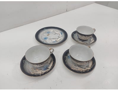 JAPANESE ARITA PORCELAIN TEA SETS WITH DRAGON MOTI...