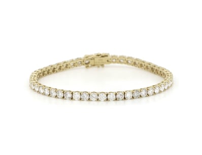 14K YELLOW GOLD, 8.26CT TDW DIAMOND, TENNIS BRACEL...