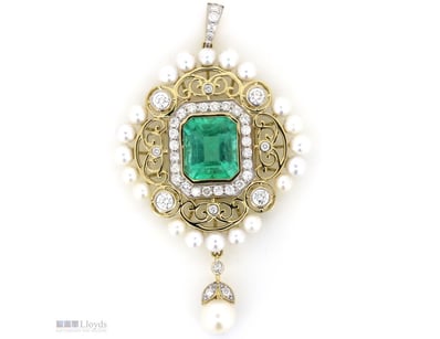 14K YELLOW GOLD, 4.33CT COLOMBIAN EMERALD, DIAMOND...