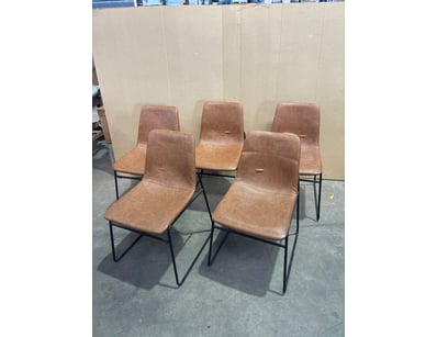 Set of five contemporary dining chairs featuring c...