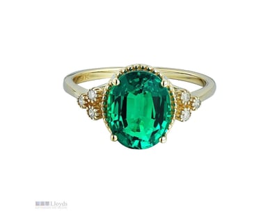 2.74 CARAT LAB GROWN EMERALD AND DIAMOND SOLID 9K ...