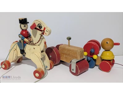 VINTAGE WOODEN PULL TOYS 

Including Soldier On Ho...
