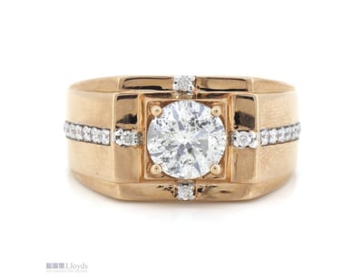 14K ROSE GOLD AND DIAMOND, GENTS RING.      

The ...