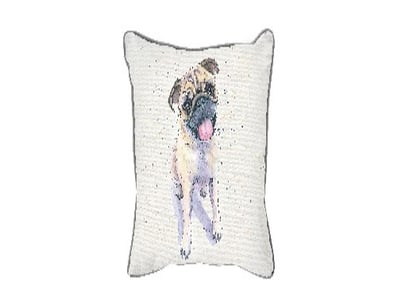 RRP: $899, Pug Watercolour Cushion 450x450mm,50594...