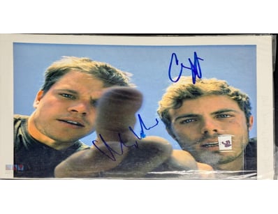 SIGNED PHOTOGRAPH OF MATT DAMON AND CHRIS SLATER W...