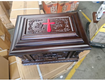 Hand Carved Ebony Hardwood Chest with Sliding Lid