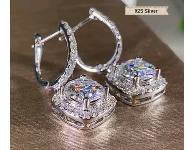 925 SILVER EARRINGS WITH 1CT CUBIC ZIRCONIA       ...