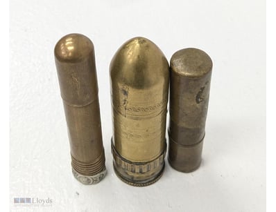 VINTAGE TRENCH ART LIGHTERS, QTY 3

Item Size: Hei...
