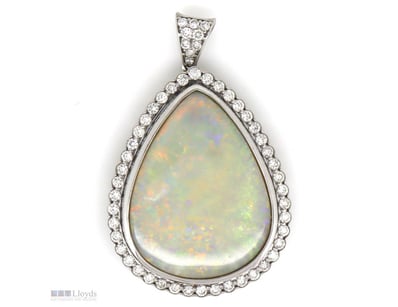 14K WHITE GOLD, 12.36CT AUSTRALIAN ANDAMOOKA OPAL ...