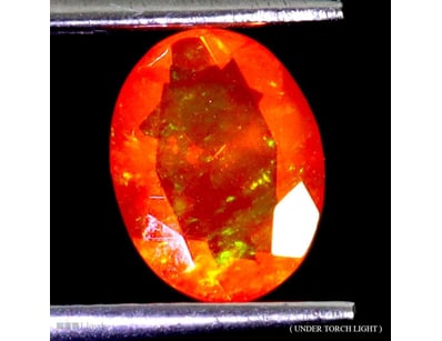 NATURAL 1.10CT OVAL FACET HOT RAINBOW ORANGE OPAL ...